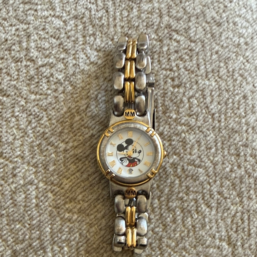 EUC Disney Mickey Mouse Women's Gold and Silver Bracelet Watch